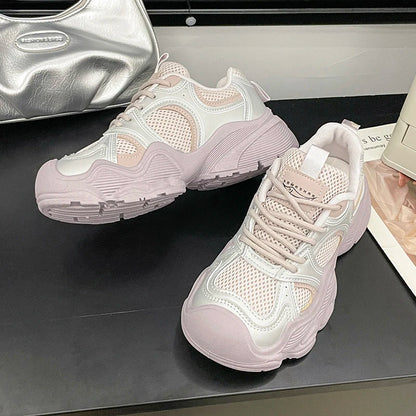 2024 Tall and Thick Soled Women's  Spring and Autumn New Mesh Breathable Explosive Sports and Leisure Shoes