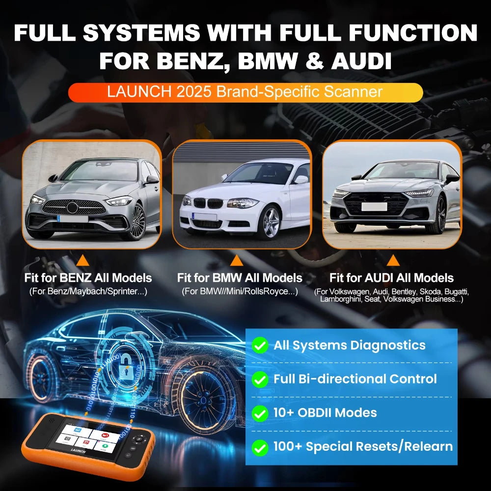 LAUNCH Creader Elite 2.0 Diagnostic B-M-W Dedicated Bidirectional OBD2 Mercedes Audi Compatible Lifetime Free