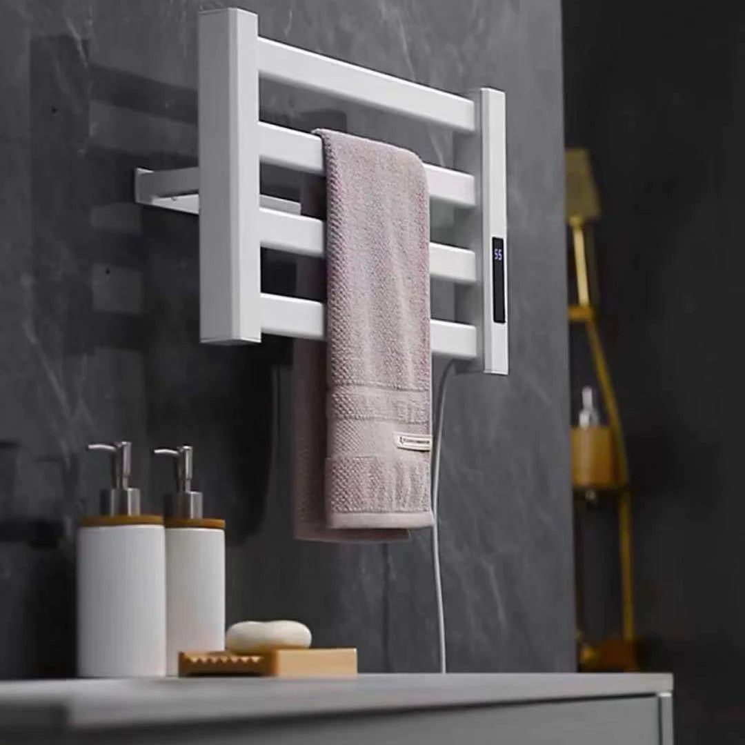 Bathroom Black and White Intelligent Digital Display Temperature Adjustable Drying Heating Electric Towel Rack