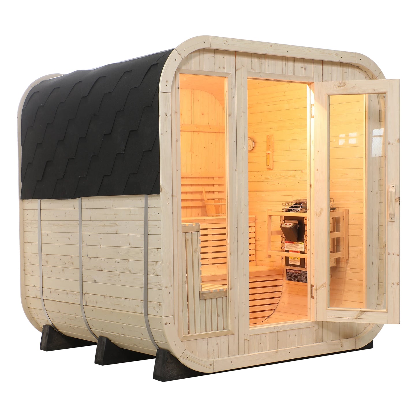 Sale! Modern White Pine Wood Sauna Room - Tempered Glass & Easy DIY Assembly for Backyard