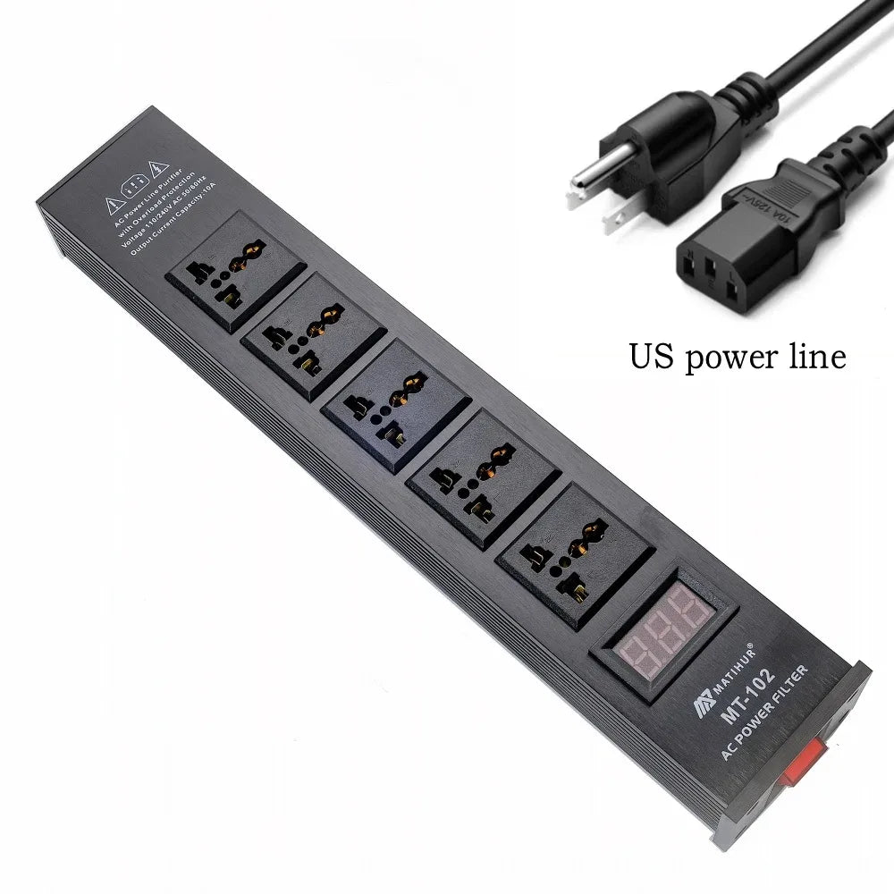 Matihur MT-102 Audio Noise AC Power Filter Power Conditioner Power Purifier Surge Protection with EU Outlets Power Strip hifi