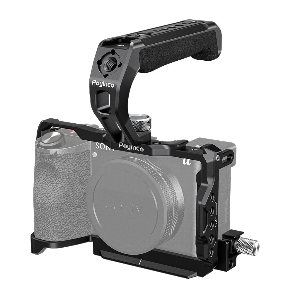A6700 Camera Cage with Top Handle and Cold Shoe for A6700 Aluminum Alloy Anti-Scratch DSLR Rig Kit Accessories