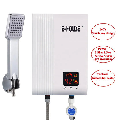 Cost Efficient 6.5 KW Electric Tankless Shower Water Heaters for Outdoor Household Hotel-Wall Mounted Plastic Storage Bathrooms