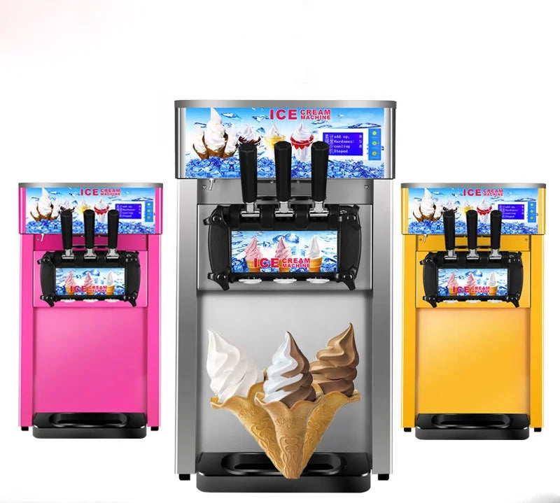 Commercial Automatic Table Top Ice Cream Machine 3 Flavors Soft Ice Cream for Sale Made with Fresh Milk