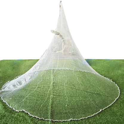 Professional Commercial 12 Feet 3/8 Inches SQ 1.5 Pounds/foot Cast Net for Fishing Crab Shrimp Made of Durable Nylon Double Knot
