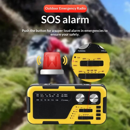 4000mAh Weather Emergency AM/FM Radio Noodradio Emergency Hand Crank Solar Charging Flashlight Survival Kit Gear Electronics