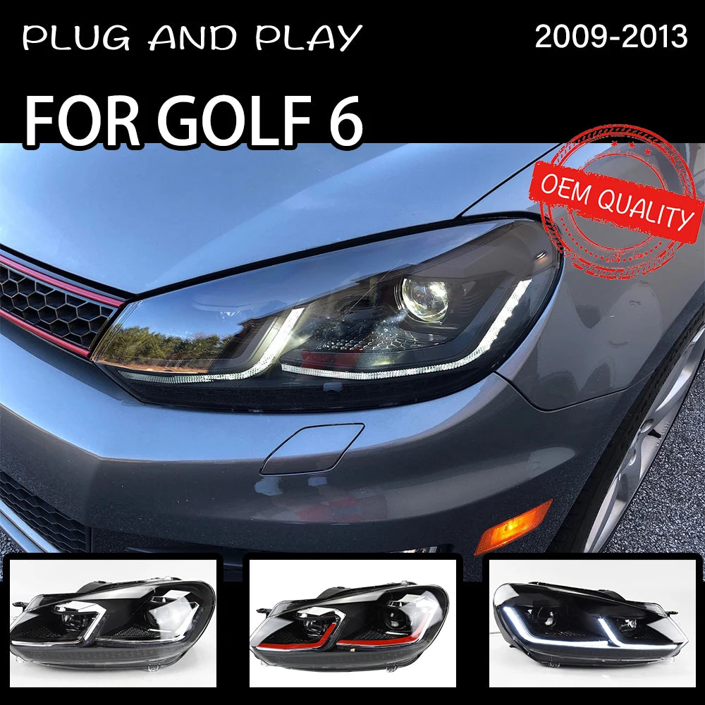 Headlight For VW Golf 6 MK6 2009-2013 Car автомобильные товары LED DRL Hella 5 Xenon Lens Hid H7 Golf6 Car Accessories