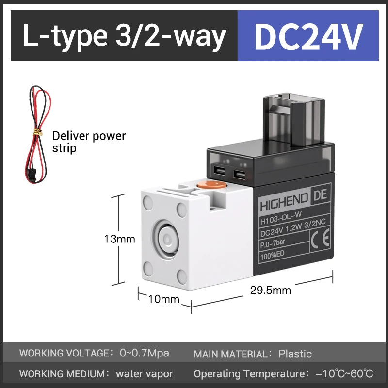 Highend 3/2 Way Direct Acting Mini Solenoid Valve 24v 10mm L/M/G-type Vacuum  Plastic Mini Sock Knitting Solenoid Valve