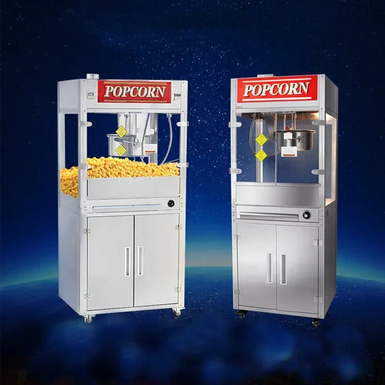Large Popcorn Machine with 16 Oz Kettle Commercial Cinema Stainless Steel Automatic Popcorn Snack Popcorn Machine