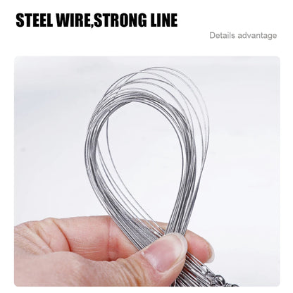 FTK Steel Fishing Line Accessory Tools with Anti-Bite Feature Wire Leader Treble Hooks Lead Core Leash for River Fishing