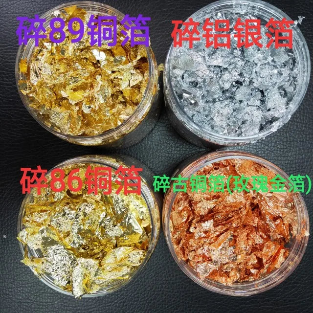 Nail Gold Foil Flakes for Resin Gilding Metal Gold Silver Leaf Flakes for Nails Art Slime-for Diwali Graduation Decorations 1kg