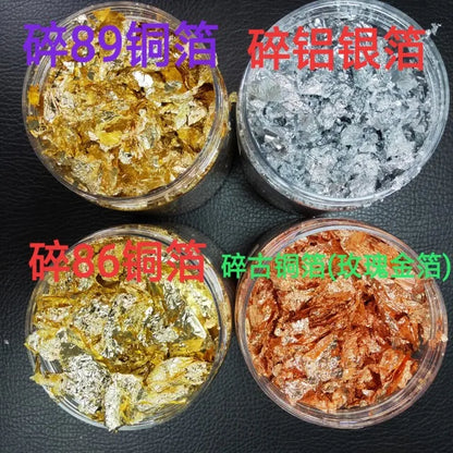 Nail Gold Foil Flakes for Resin Gilding Metal Gold Silver Leaf Flakes for Nails Art Slime-for Diwali Graduation Decorations 1kg