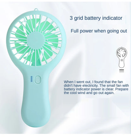Colorful handheld mini fan portable USB charging convenient creative cool small fan pocket handheld fan summer gift
