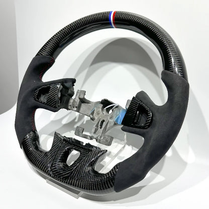 EU Warehouse Direct Shipping in Stock Flat-bottomed Sporty Glossy Carbon Fiber Alcantara Steering Wheel for Renault Megane 3 3RS