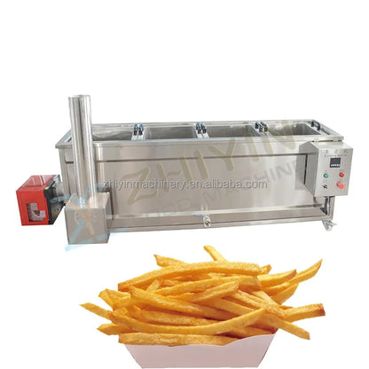 New Gas Heating Semi-Automatic Potato Chips French Fries Frying Machine 50-100kg/h High Efficiency Stainless Steel Production