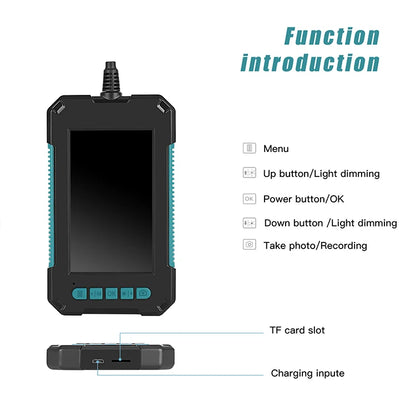 New Handheld 8mm Dual Lens Endoscope Camera Mini Waterproof  Inspection Camera 4.3inch Screen 2m Hard Cable Snake Camera