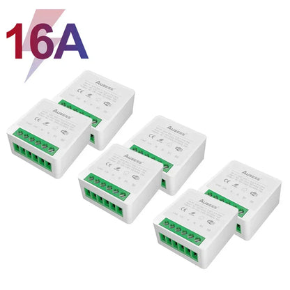 AUBESS Tuya WiFi Smart Switch 16A DIY Breaker Relay Module Smart Home Smart Life App 2 Way Remote Control Via Alexa Google Home