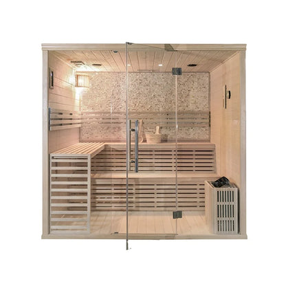 6 Person Portable Cedar Infrared Sauna Cabin Finnish Barrel Steam With Ozone Sauna Function