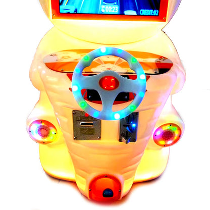 Plastic Steering Wheel Children Coin Operated Video Arcade Outrun Electronics Racing Simulator Car Driving Game Machine Kids