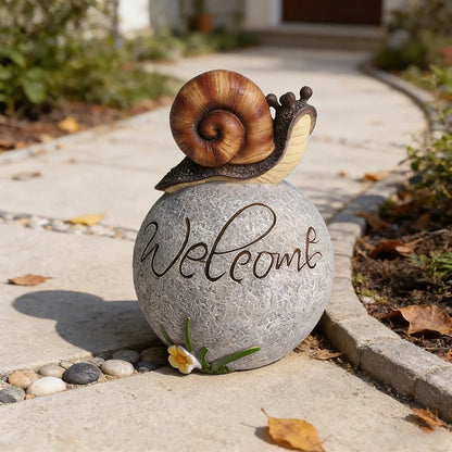 Dropshipping Welcome-themed Fashion Resin Snail Figurine Hand-painted Playful Animal Floral Accent Outdoor Decorative Entryway