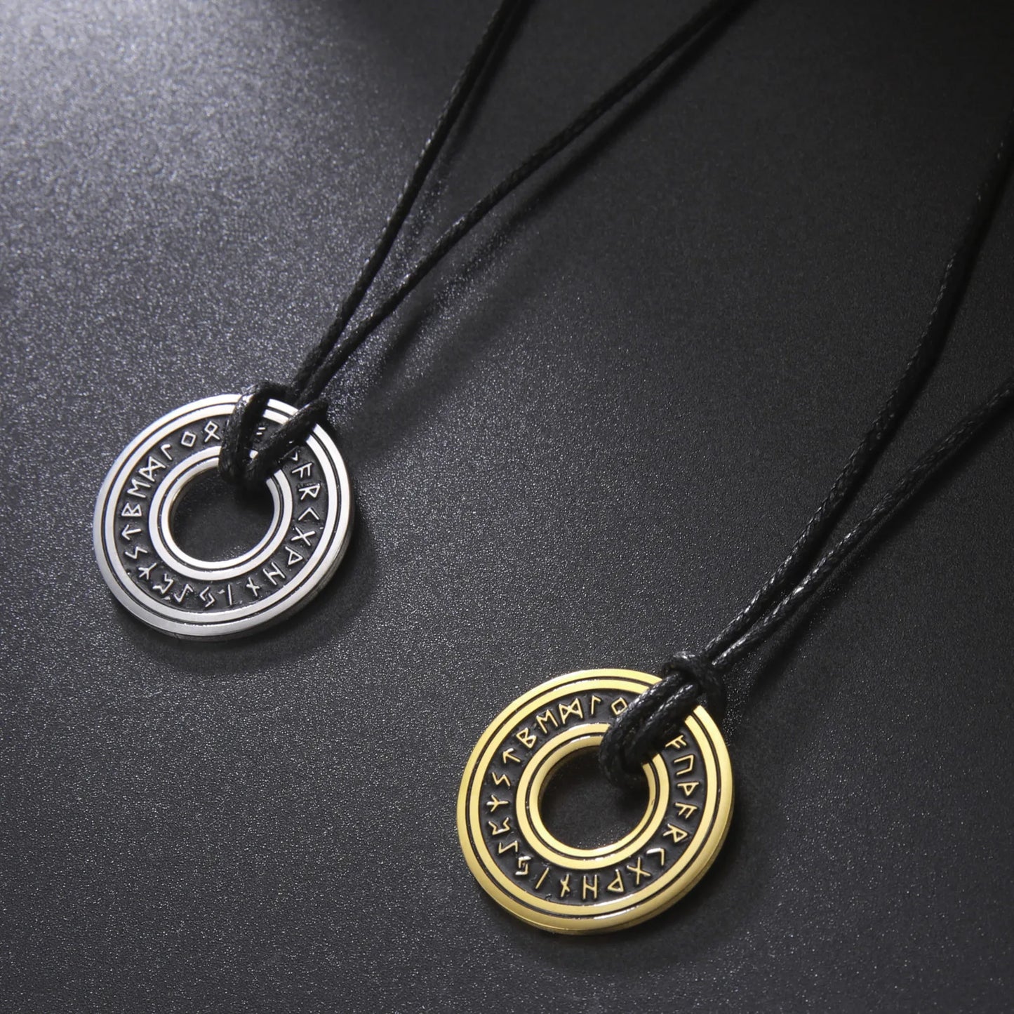 FCJ Men's Vintage Nordic Rune Necklace Stainless Steel Elder Futhark Pendant Star-Shaped Norse Runes Viking Jewelry Amulet