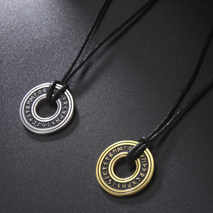 FCJ Men's Vintage Nordic Rune Necklace Stainless Steel Elder Futhark Pendant Star-Shaped Norse Runes Viking Jewelry Amulet