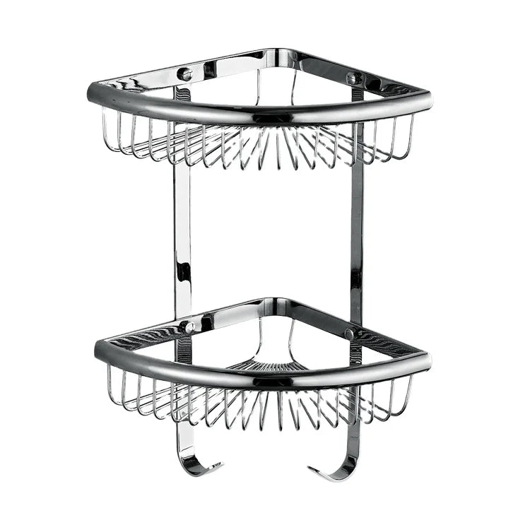 Beelee Wall Mounted Bathroom Shampoo and Shower Holder Corner Basket Bathroom Shelf Rack