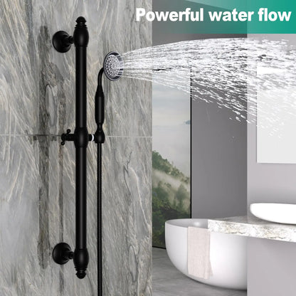 Brass Contemporary Shower Slide Bar Handheld Shower Head Adjustable Height Wall-Mounted 59-Inch Hose Rainfall Waterfall Spray