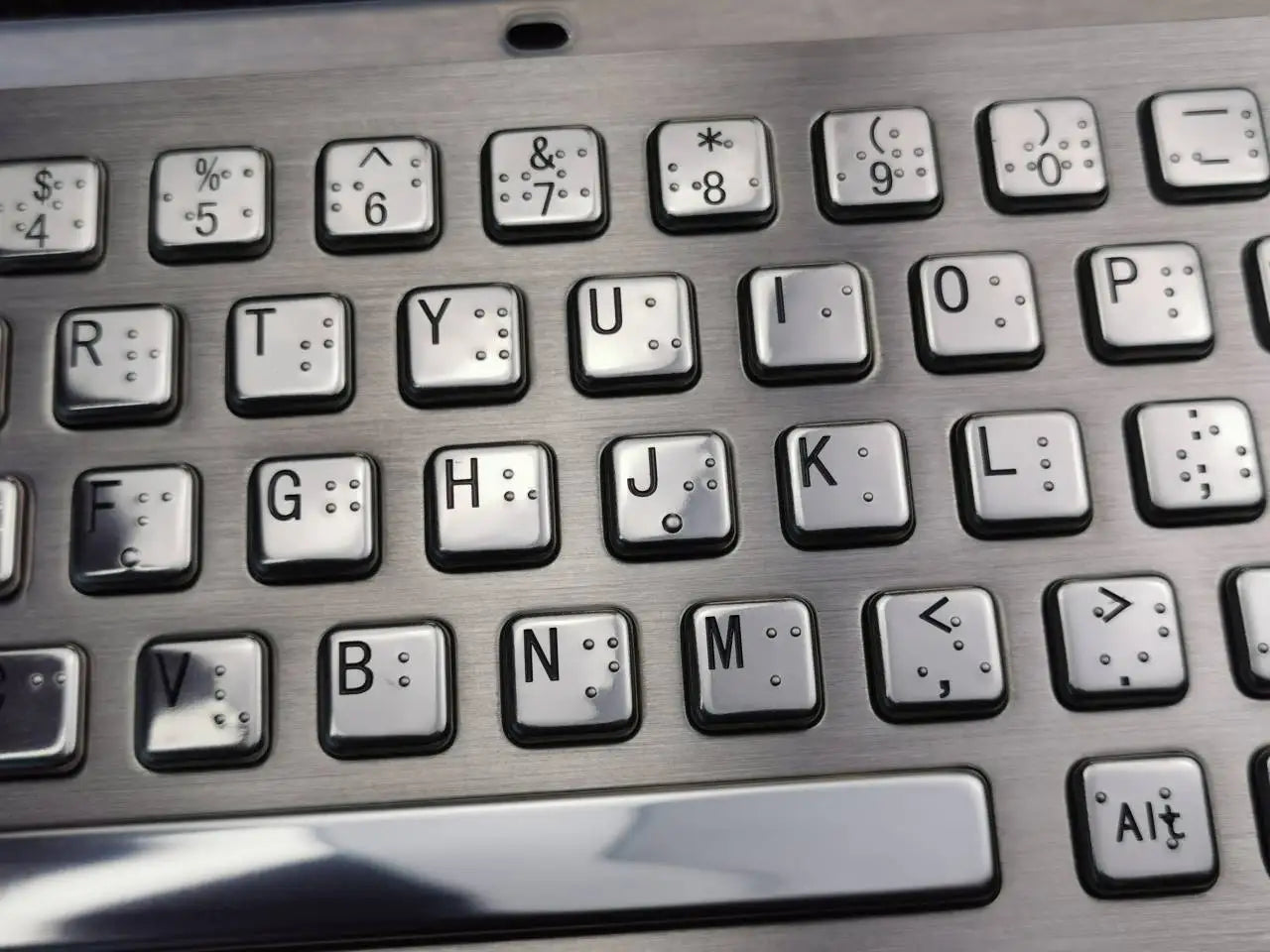 Industrial Metal Braille Stainless Steel Keyboard IP65 USB Metal Keyboard With Trackball Touchpad