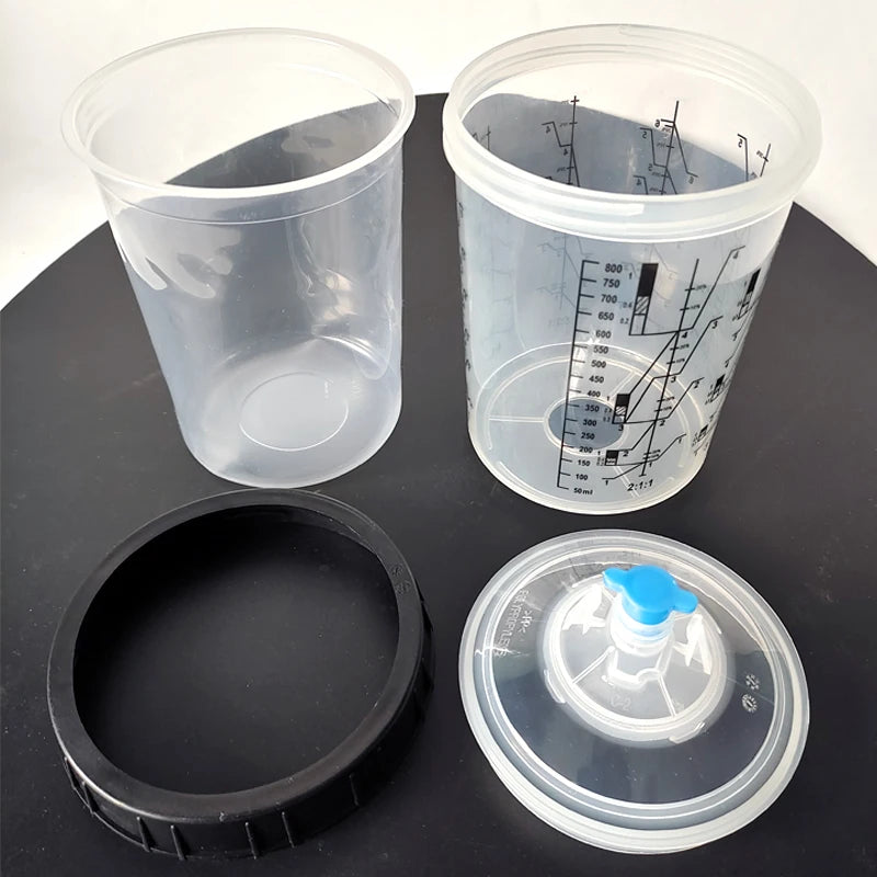 800ML  Spray Gun Disposable Gun Pot With Scale Plastic Transparent Paint Mixing Cup Disposable Measuring Cup With Adapter