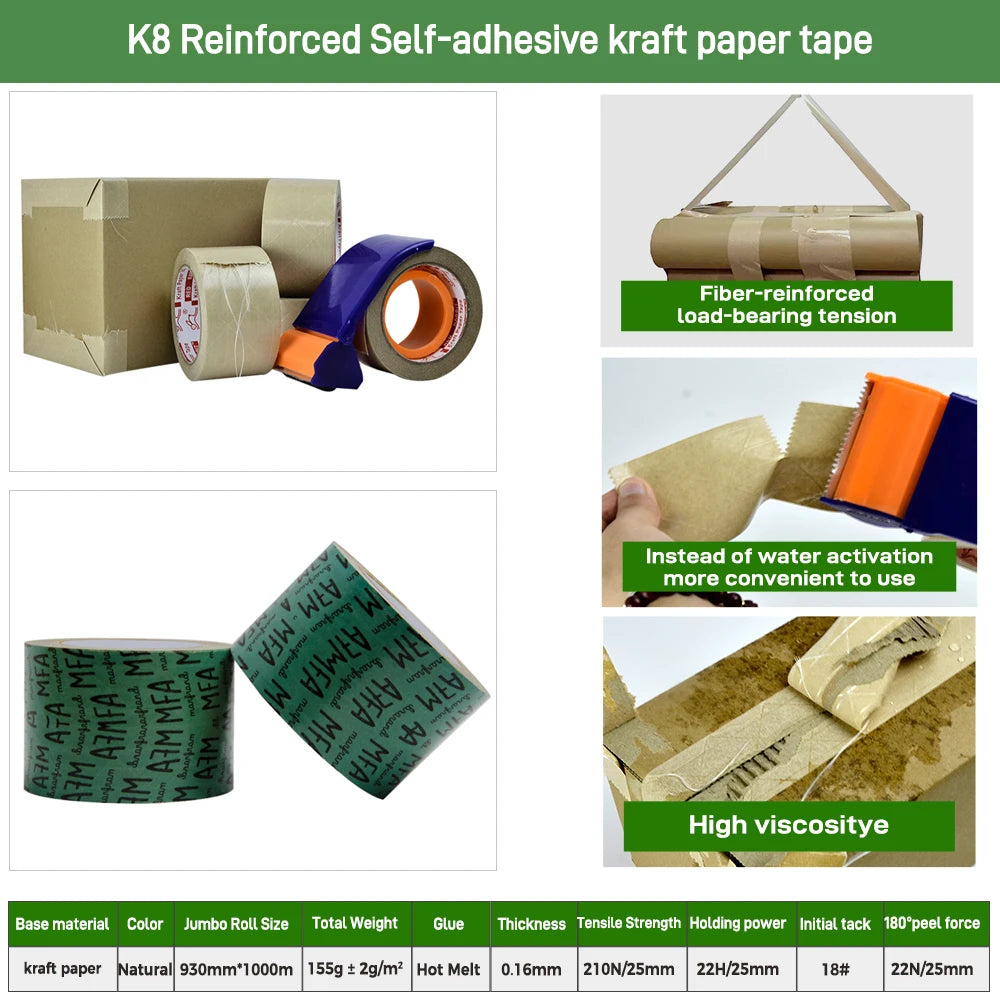 Wholesale Factory Custom PE Eco-Friendly Degradable Self Adhesive Packaging Kraft Paper Packing Tape