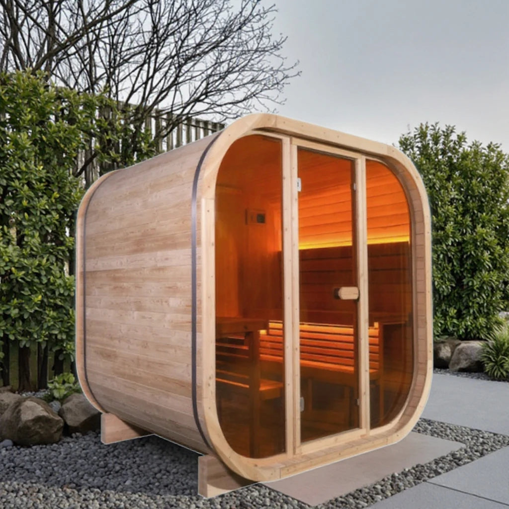 Elegant Square Home Sauna Suite Featuring a Professional Stainless Steel Heater
