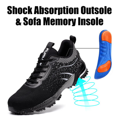JIANKUN ASTM CE Lightweight Men's Work Snaker Safety Shoes Comfortable Breathable Mesh Non-Slip Steel Toe Fashion Trainers