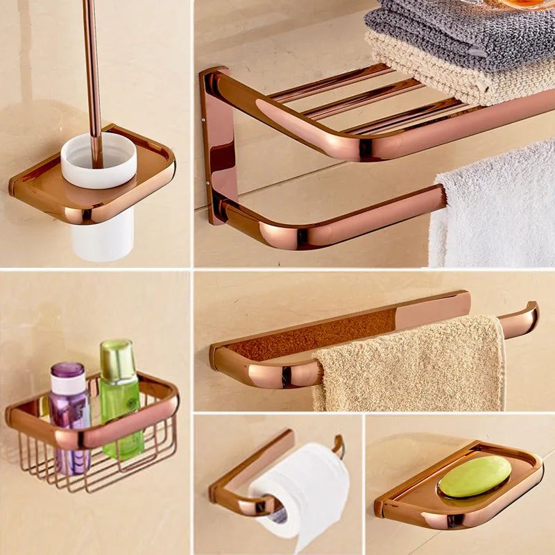 Rose Gold Bathroom Hardware Set Bathroom Accessories Kit Bathroom Towel Rack Set
