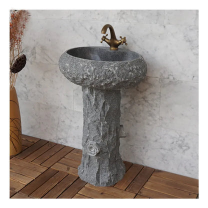 G682 Rusty Yellow Sink Freestanding Granite Pedestal Sink Vanity Stone Bathroom Sink Granite Farm Washing Outdoor Garden