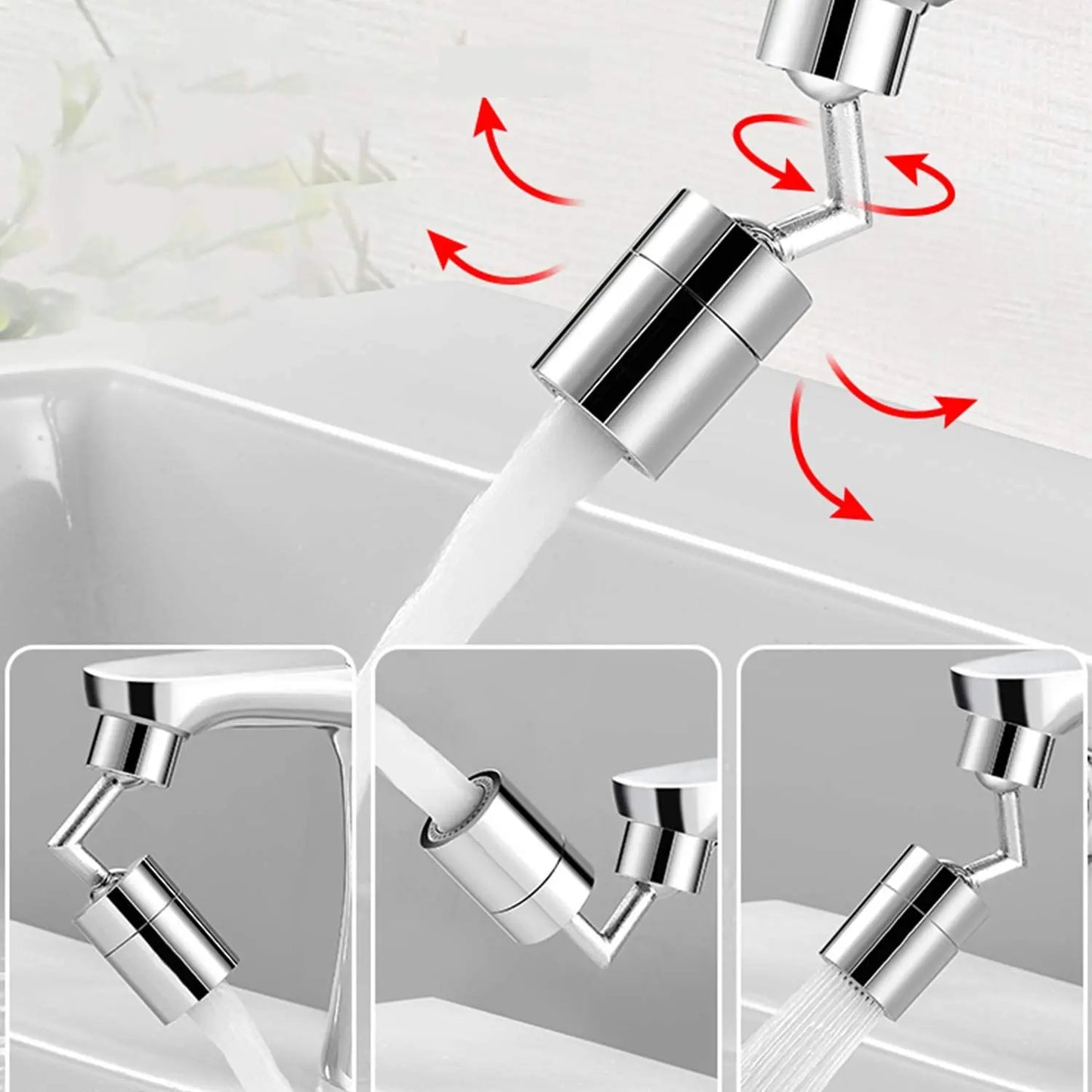 Brass Kitchen Sink Faucet Aerator Dual Function 2 Sprayer 360 Degree Big Angle Swivel Aerator