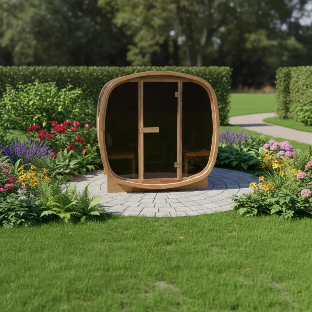 10% OFF - in Stock & Ready to Ship! 4-Person Outdoor Sauna in Natural Red Cedar for Aromatic Wellness