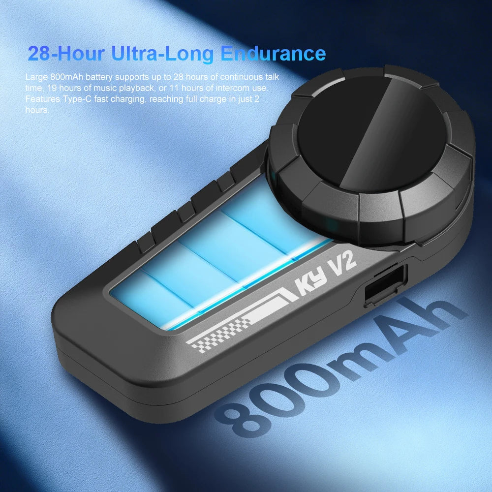 FreedConn KY V2 Bluetooth 6.0 Motorcycle Helmet Intercom Easy Communication Long Battery Intercomunicador Moto