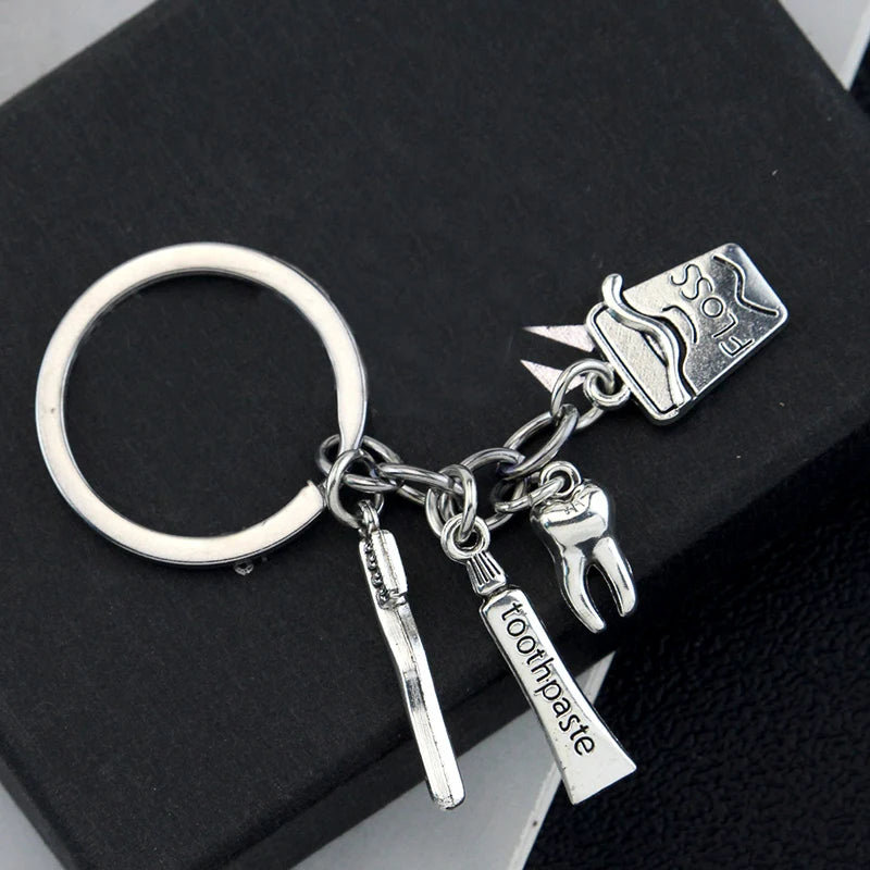 Bag Accessories Toothbrush Floss Toothpaste Tooth Dental Hygienist Pendant Keychain