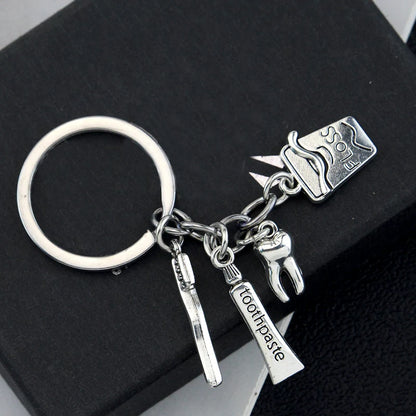 Bag Accessories Toothbrush Floss Toothpaste Tooth Dental Hygienist Pendant Keychain