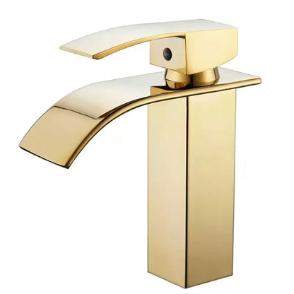 Luxury Modern Stainless Steel Deck Mount Waterfall Bathroom Faucet Europe Design Chrome Gold Basin Mixer Faucet