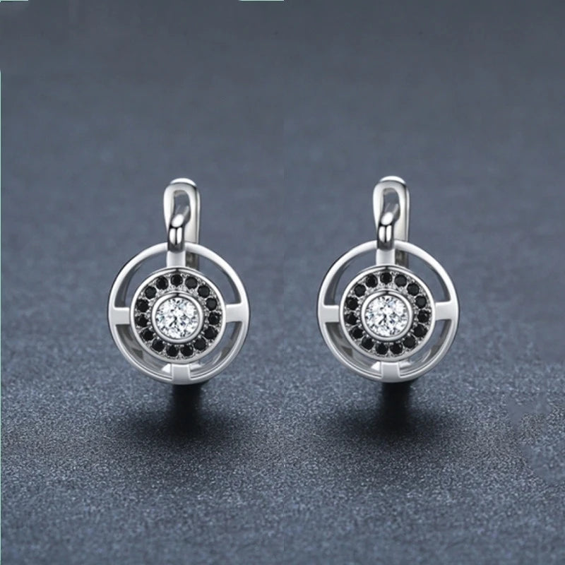 FCJ Luxury Copper Crystal Earrings for Women Shining Zircon-Studded Over-Ear Accessory