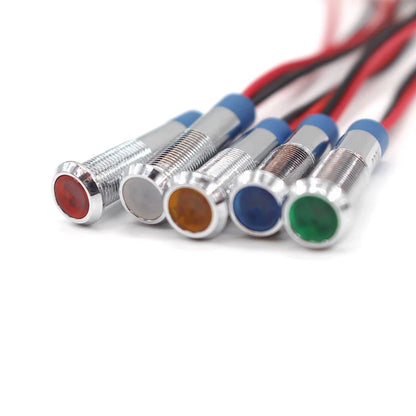 1PC LED Metal Indicator Light 6mm Waterproof Signal Lamp Warning Lights 12V 24V 220V Volts Red Yellow For Dashboard Boat Light