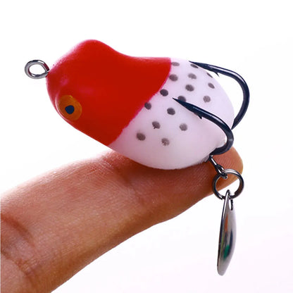Soft Frog Fishing Lure 2.5CM 3G Double Hook Sequins Thunder Frog Rabbit Bait with Blade Tail Fishing Bait