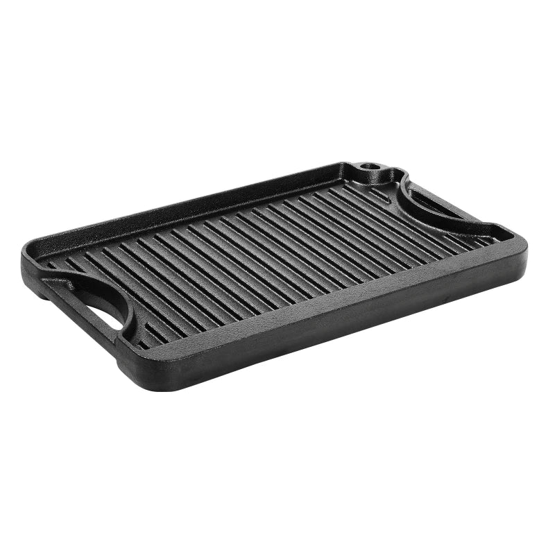 Overseas Stock Free Shipping 14x8.5 Inch Reversible Grill Griddle Pre-Seasoned BBQ Pan Cast Iron Black