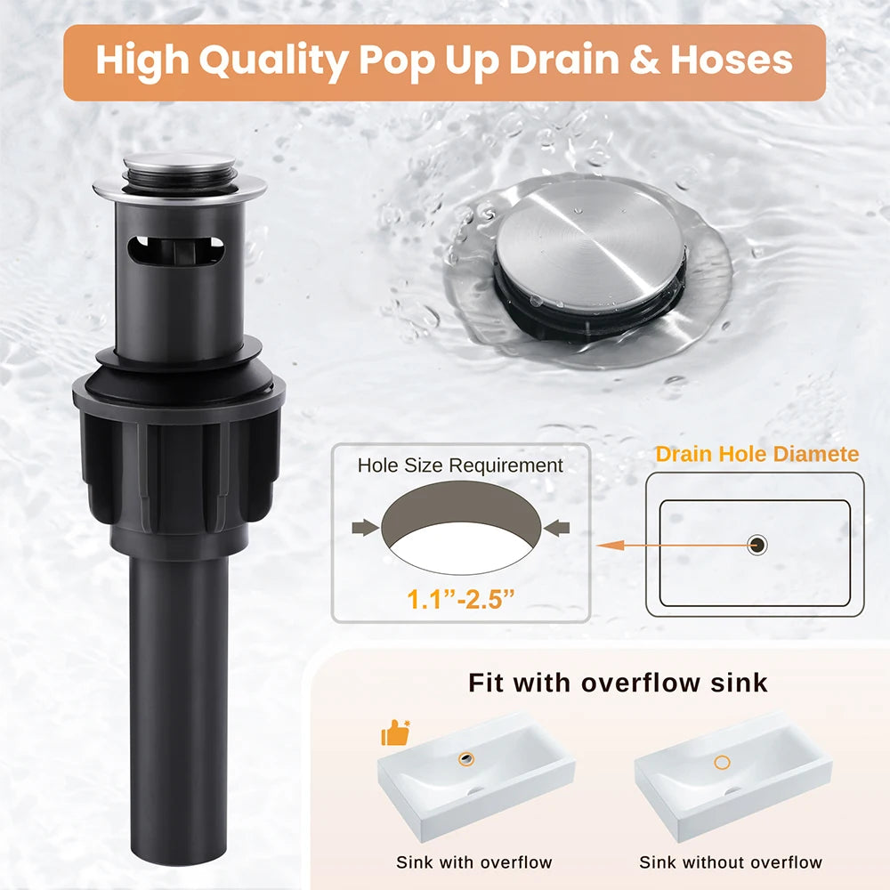 Modern Bathroom Vanity Faucet Basin Mixer Tap 360 Swivel Spout Deck Mounted Three Hole Double Handle Wash Basin Faucet
