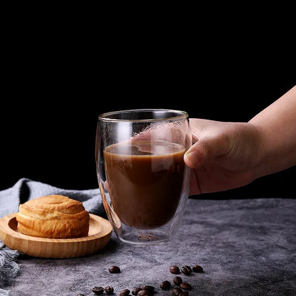Double Wall Glass Cup Heat Insulation Transparent Handmade Tea Drink Cups MINI Whisky glasses Espresso Coffee Mug
