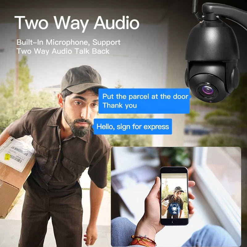 Wireless IP66 80M Auto Tracking 5MP 30X Speed Dome PTZ WiFi Camera with Night Vision and Cloud Storage