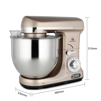 Stand Mixer 500W 6QT Electric 6-Speed Tilt-head Food Mixer Stainless Steel Mixing Bowl Dough Hook Wire Whip Flat Beater Splash