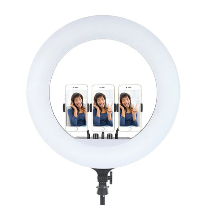 FOSOTO Photographic Ringlight with 3 Phone Holders Selfie Led Ring Fill Light with Tripod Stand Led Ring Light 18inch